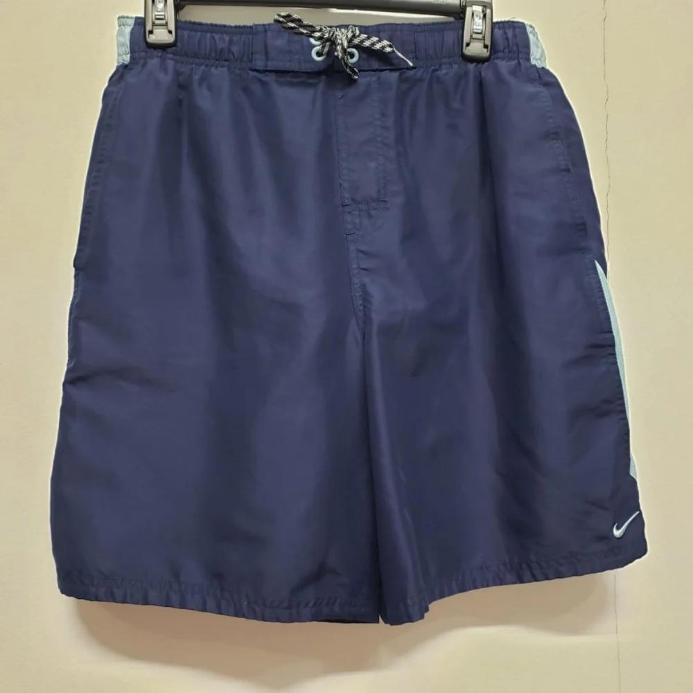 Vintage Nike Board Shorts Swim Mens Size Medium Blue Lined Drawstring
